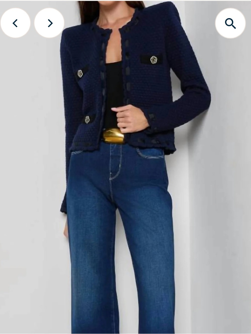 L'Agence Astor Grosgrain Trimmed Cardigan Jacket Medium